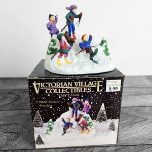 1998 Victorian Village Collectibles "OLD TOWNE SLEDDING HILL" Hand Painted